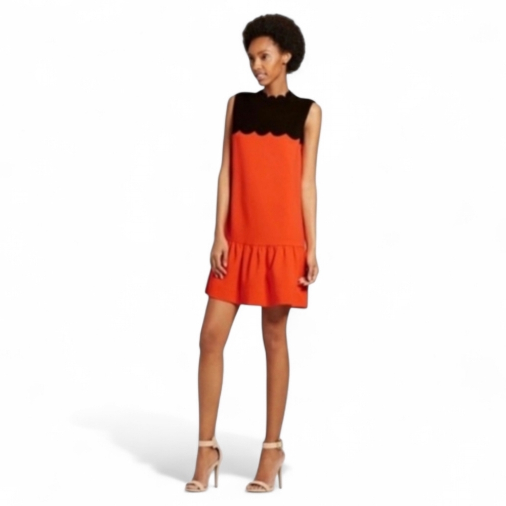 Victoria Beckham For Target‎ Mod Scalloped Sheath Dress Sz S Colorblock Mini